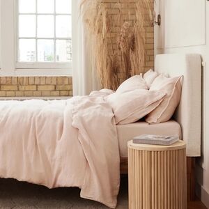 Blush Pink 100% Linen Duvet Cover Queen